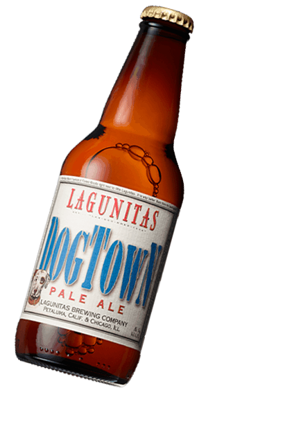 Lagunitas Brewing Company DogTown Pale Ale 12oz bottle sideways