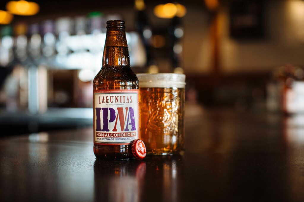 Lagunitas Brewing Company IPNA bottle and IPNA mason jar