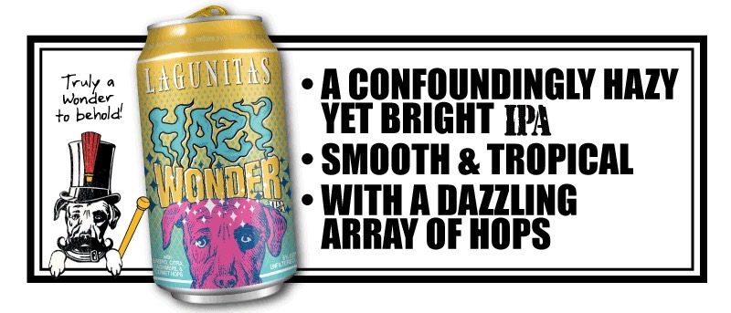 HAZY WONDER A FASCINATING FERMENT Smooth, tropical, and slightly bitter Sabro, Citra and Cashmere hops Densely hazy yet strangely light in mouthfeel